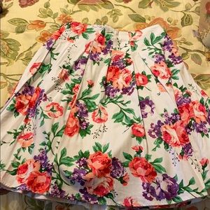 Floral pleated a line skirt